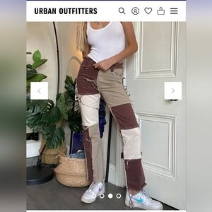 Jaded London women's brown raw hem patchwork jeans sz 24 from Urban Outfitters